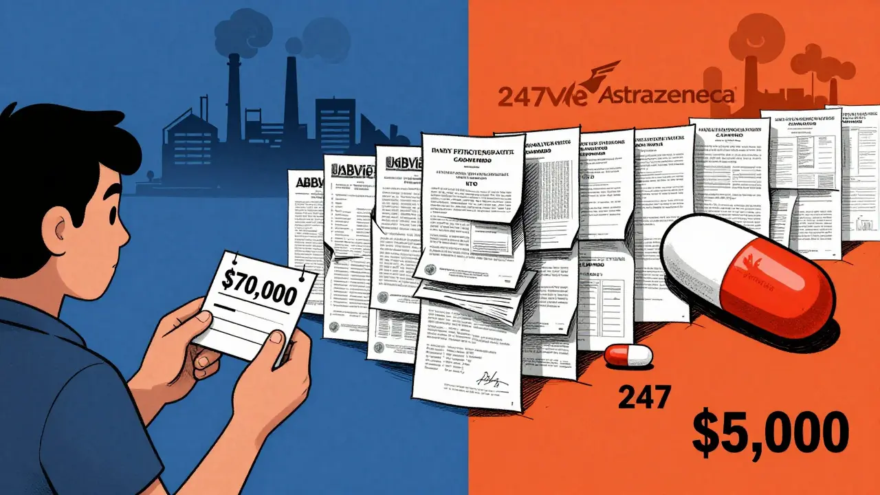Patient facing ,000 drug price vs ,000 in Canada, blocked by 247 patent documents.