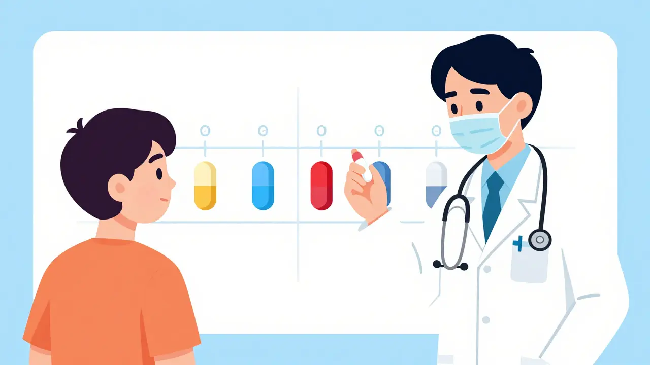 Healthcare worker monitoring TB medication adherence