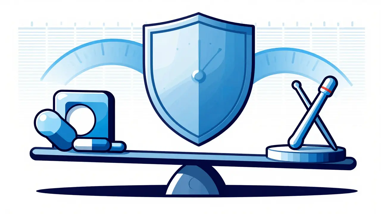 Abstract balance scale representing safe medical monitoring and therapeutic stability concepts