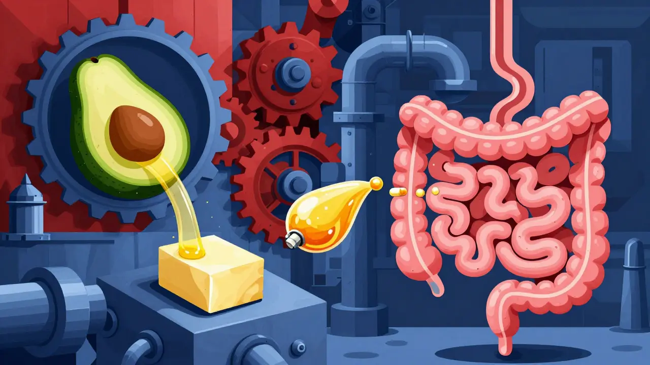 How Fatty Foods Boost the Absorption of Lipid-Based Medications