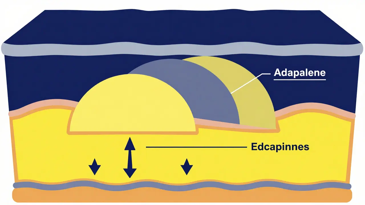 Diagrammatic illustration of retinoids penetrating different skin layers
