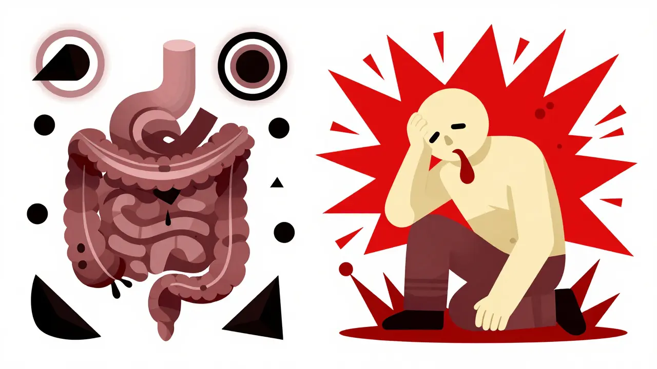 Symbolic illustration of internal bleeding warning signs