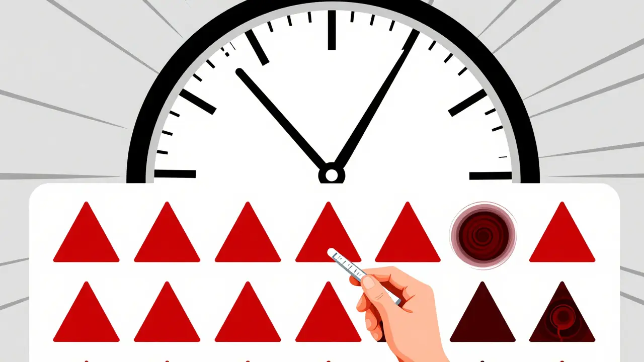 Constructivist design with a broken clock and geometric symbols representing health monitoring.