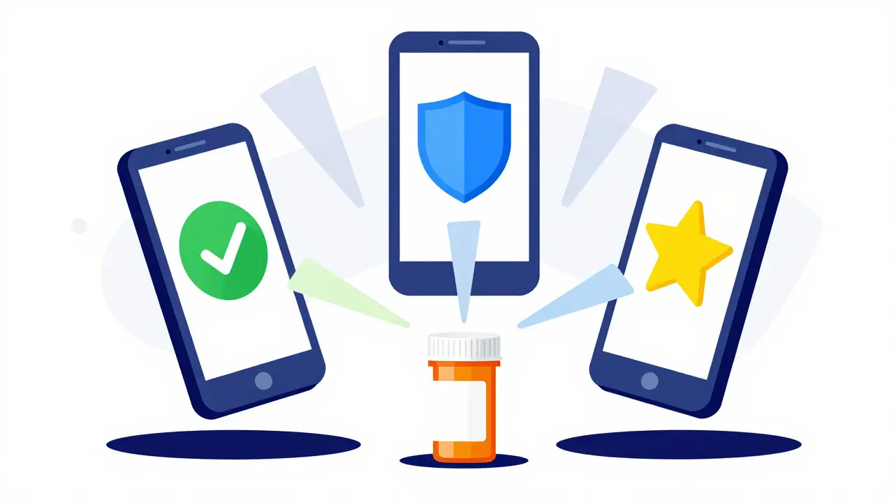 Illustration of apps comparing medication costs
