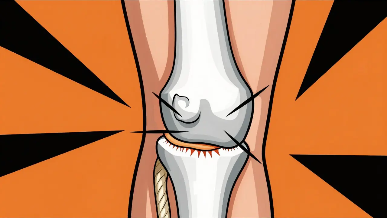 Abstract geometric illustration of a fraying tendon representing injury risk.