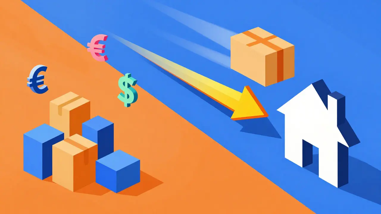 Abstract illustration comparing costs and showing secure medicine delivery