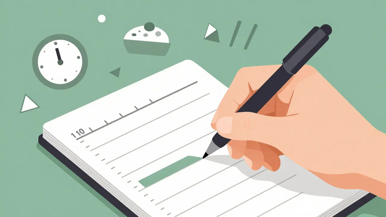 Hand tracking symptoms in a structured diary log