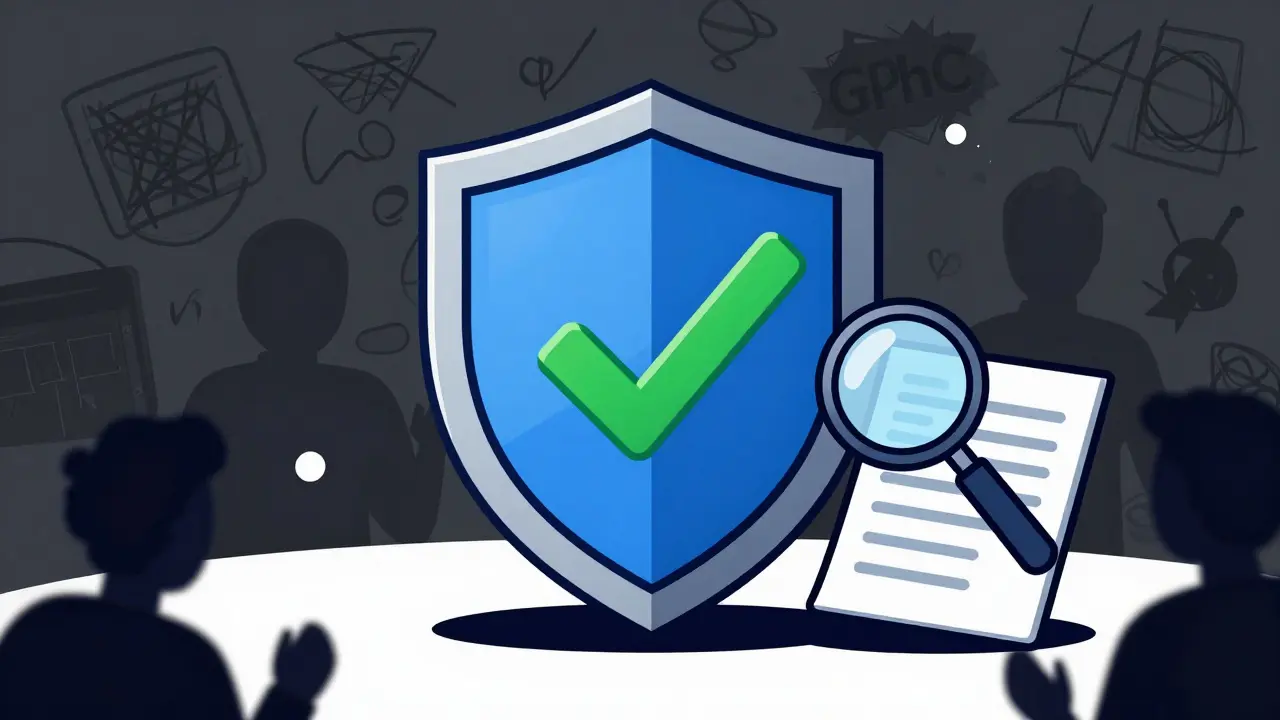 Shield protecting against dark shadows, symbolizing verified safe online pharmacies.