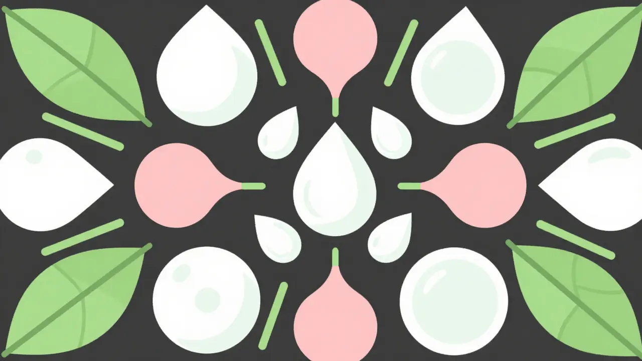 Stylized abstract representation of clean beauty ingredients