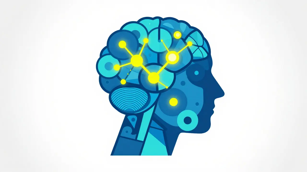 Abstract constructivist art of brain neural connections